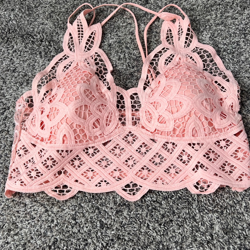Pink lacy bralette